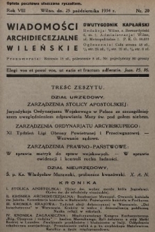 Wiadomości Archidiecezjalne Wileńskie : dwutygodnik kapłański. 1934, nr 20