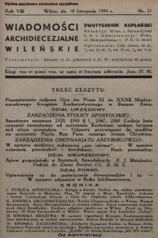 Wiadomości Archidiecezjalne Wileńskie : dwutygodnik kapłański. 1934, nr 21