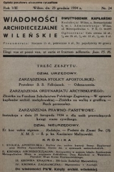 Wiadomości Archidiecezjalne Wileńskie : dwutygodnik kapłański. 1934, nr 24