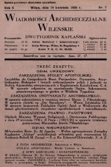 Wiadomości Archidiecezjalne Wileńskie : dwutygodnik kapłański. 1936, nr 7