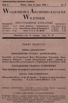 Wiadomości Archidiecezjalne Wileńskie : dwutygodnik kapłański. 1936, nr 9