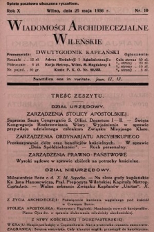 Wiadomości Archidiecezjalne Wileńskie : dwutygodnik kapłański. 1936, nr 10
