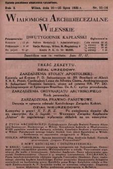 Wiadomości Archidiecezjalne Wileńskie : dwutygodnik kapłański. 1936, nr 13-14