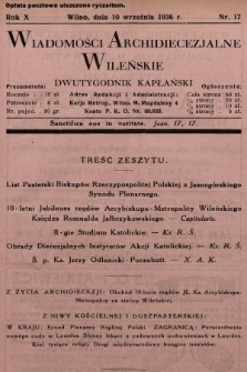 Wiadomości Archidiecezjalne Wileńskie : dwutygodnik kapłański. 1936, nr 17