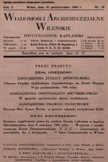 Wiadomości Archidiecezjalne Wileńskie : dwutygodnik kapłański. 1936, nr 19