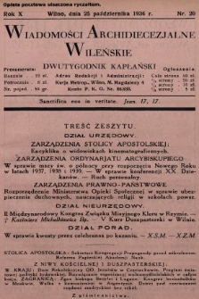 Wiadomości Archidiecezjalne Wileńskie : dwutygodnik kapłański. 1936, nr 20