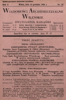 Wiadomości Archidiecezjalne Wileńskie : dwutygodnik kapłański. 1936, nr 23