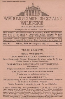 Wiadomości Archidiecezjalne Wileńskie : dwutygodnik kapłański. 1937, nr 15