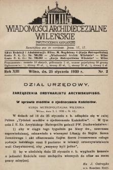 Wiadomości Archidiecezjalne Wileńskie : dwutygodnik kapłański. 1939, nr 2
