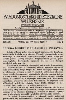 Wiadomości Archidiecezjalne Wileńskie : dwutygodnik kapłański. 1939, nr 9