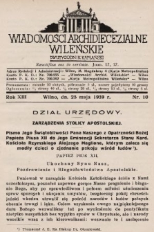Wiadomości Archidiecezjalne Wileńskie : dwutygodnik kapłański. 1939, nr 10