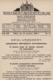 Wiadomości Archidiecezjalne Wileńskie : dwutygodnik kapłański. 1939, nr 11