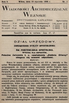 Wiadomości Archidiecezjalne Wileńskie : dwutygodnik kapłański. 1936 [całość]