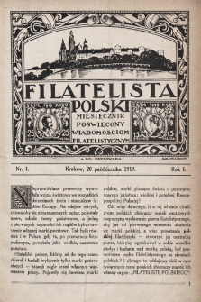 Filatelista Polski : miesięcznik poświęcony wiadomościom filatelistycznym. 1919, nr 1