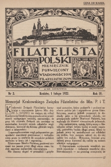 Filatelista Polski : miesięcznik poświęcony wiadomościom filatelistycznym. 1922, nr 2