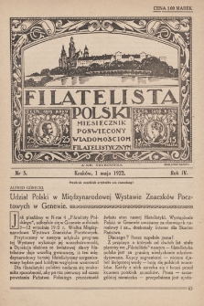 Filatelista Polski : miesięcznik poświęcony wiadomościom filatelistycznym. 1922, nr 5