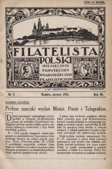 Filatelista Polski : miesięcznik poświęcony wiadomościom filatelistycznym. 1921, nr 3