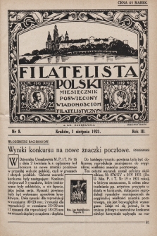 Filatelista Polski : miesięcznik poświęcony wiadomościom filatelistycznym. 1921, nr 8