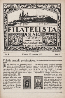Filatelista Polski : miesięcznik poświęcony wiadomościom filatelistycznym. 1920, nr 4