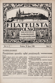 Filatelista Polski : miesięcznik poświęcony wiadomościom filatelistycznym. 1920, nr 6-7