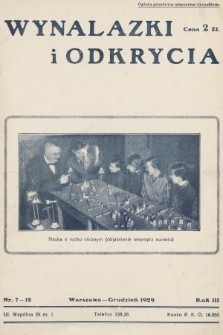 Wynalazki i Odkrycia : miesięcznik ilustrowany. 1929, nr 7-12