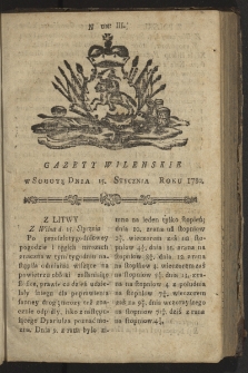Gazety Wileńskie. 1780, nr 3