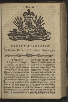 Gazety Wileńskie. 1780, nr 5