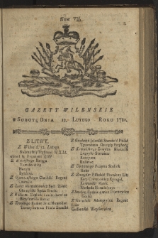 Gazety Wileńskie. 1780, nr 7