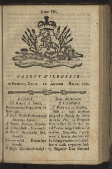 Gazety Wileńskie. 1780, nr 8
