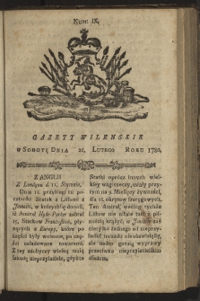 Gazety Wileńskie. 1780, nr 9