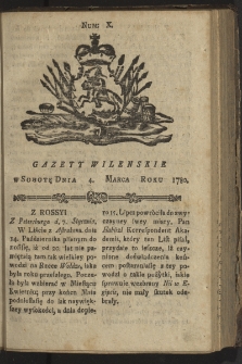 Gazety Wileńskie. 1780, nr 10