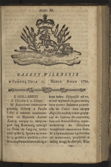 Gazety Wileńskie. 1780, nr 11