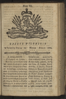 Gazety Wileńskie. 1780, nr 12