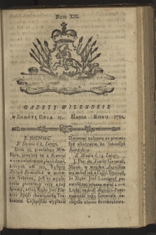 Gazety Wileńskie. 1780, nr 13