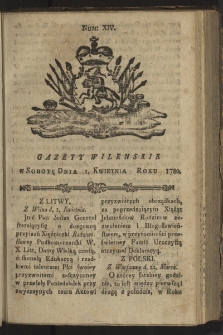 Gazety Wileńskie. 1780, nr 14