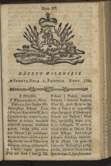 Gazety Wileńskie. 1780, nr 15