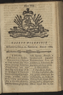 Gazety Wileńskie. 1780, nr 17