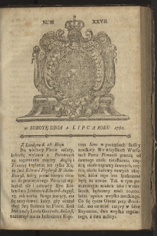 Gazety Wileńskie. 1780, nr 27