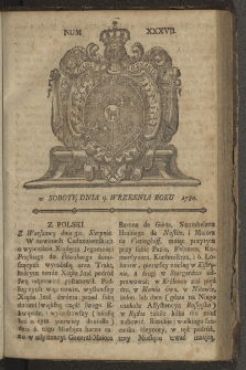 Gazety Wileńskie. 1780, nr 37