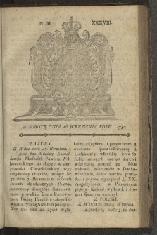 Gazety Wileńskie. 1780, nr 38