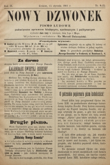 Nowy Dzwonek : pismo ludowe poświęcone sprawom bieżącym, społecznym i politycznym. 1901, nr 8