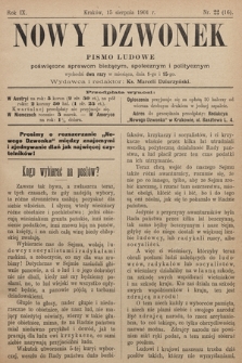 Nowy Dzwonek : pismo ludowe poświęcone sprawom bieżącym, społecznym i politycznym. 1901, nr 22