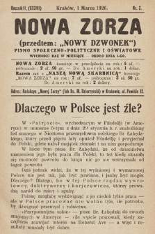 Nowa Zorza : (przedtem „Nowy Dzwonek”) : pismo społeczno-polityczne i oświatowe. 1926, nr 3