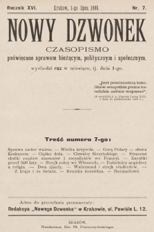 Nowy Dzwonek : pismo poświęcone nauce, powieściom i sprawom bieżącym. 1908, nr 7