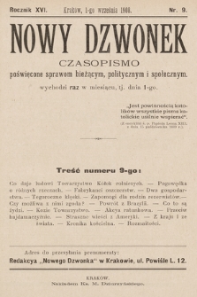 Nowy Dzwonek : pismo poświęcone nauce, powieściom i sprawom bieżącym. 1908, nr 9