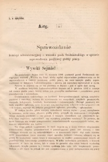 [Kadencja VII, sesja I, al. 127] Alegata do Sprawozdań Stenograficznych z Pierwszej Sesyi Siódmego Peryodu Sejmu Krajowego Królestwa Galicyi i Lodomeryi wraz z Wielkiem Księstwem Krakowskiem z roku 1895/6. Alegat 127