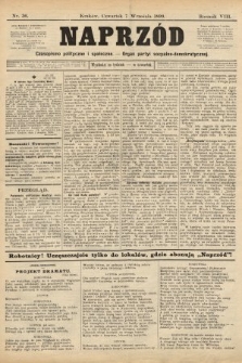 Naprzód : czasopismo polityczne i społeczne : organ partyi socyalno-demokratycznej. 1899, nr 36