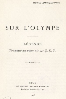 Sur l'Olympe : légende