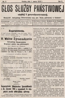 Głos Służby Państwowej Stałej i Prowizorycznej : Miesięcznik Galicyjskiego Stow. wzaj. pom. Służby Państwowej. 1910, nr 3