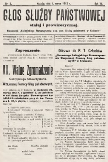 Głos Służby Państwowej Stałej i Prowizorycznej : Miesięcznik Galicyjskiego Stow. wzaj. pom. Służby Państwowej. 1912, nr 3